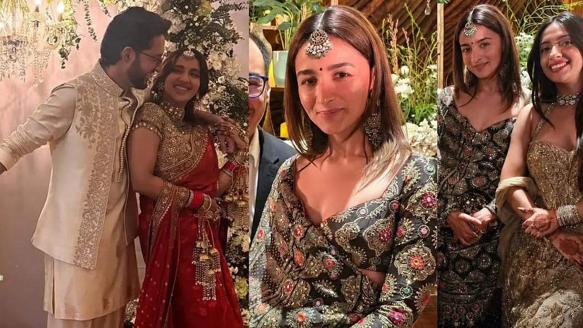 Alia Bhatt Serves Perfect 'Dulhan Ki Bestie' In Embellished Couture At Akansha Ranjan Kapoor-Sharan Sharma's Wedding Reception